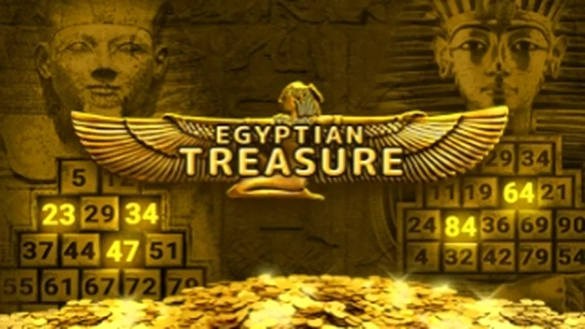 Visual vibrante e temático do jogo de slot Egyptian Treasure com elementos egípcios